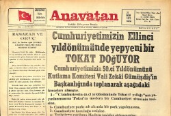 Anavatan Gazetesi 27 Ekim 1972 - Cumhuriyetimizin 50. Yıldönümünde Yepyeni Bir Tokat Doğuyor GZ158910 - Gökçekoleksiyon