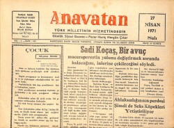 Anavatan Gazetesi 27 Nisan 1971 - Milli Güvenlik Kurulu Tedbirleri Görüşülecek GZ157915 - Gökçekoleksiyon