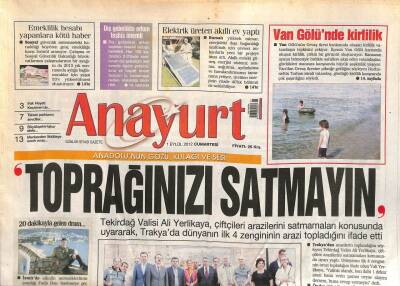 Anayurt Gazetesi 1 Eylül 2012 - Van Gölünde Kirlilik - Çağla Kubat , Başkan Oluyor GZ113211 - 1
