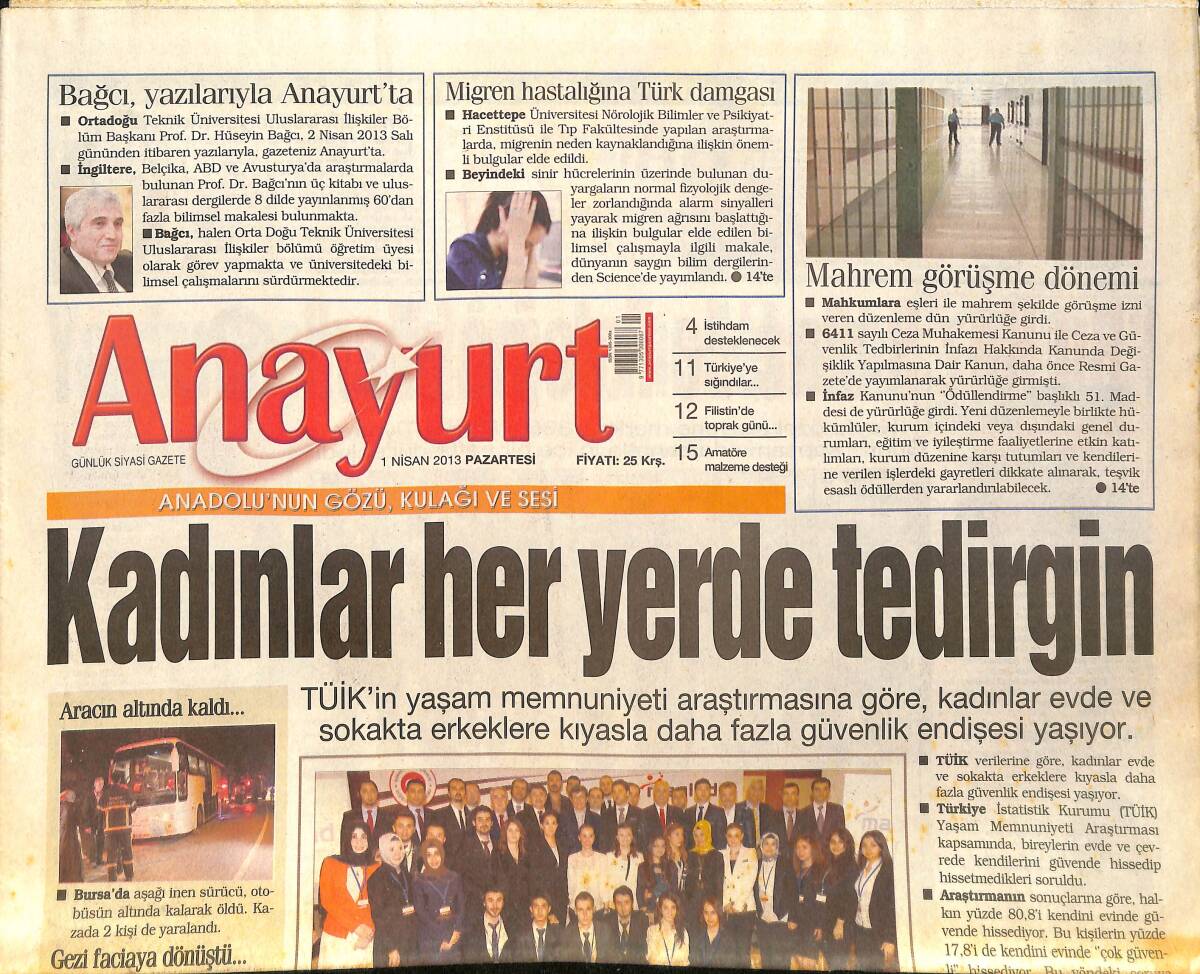 Anayurt Gazetesi 1 Nisan 2013 - KPSS'de Hırsızlık Belgelendi - TBMM Başkanı Cemil Çiçek, Paskalya Bayramını Kutladı GZ159093 - 1