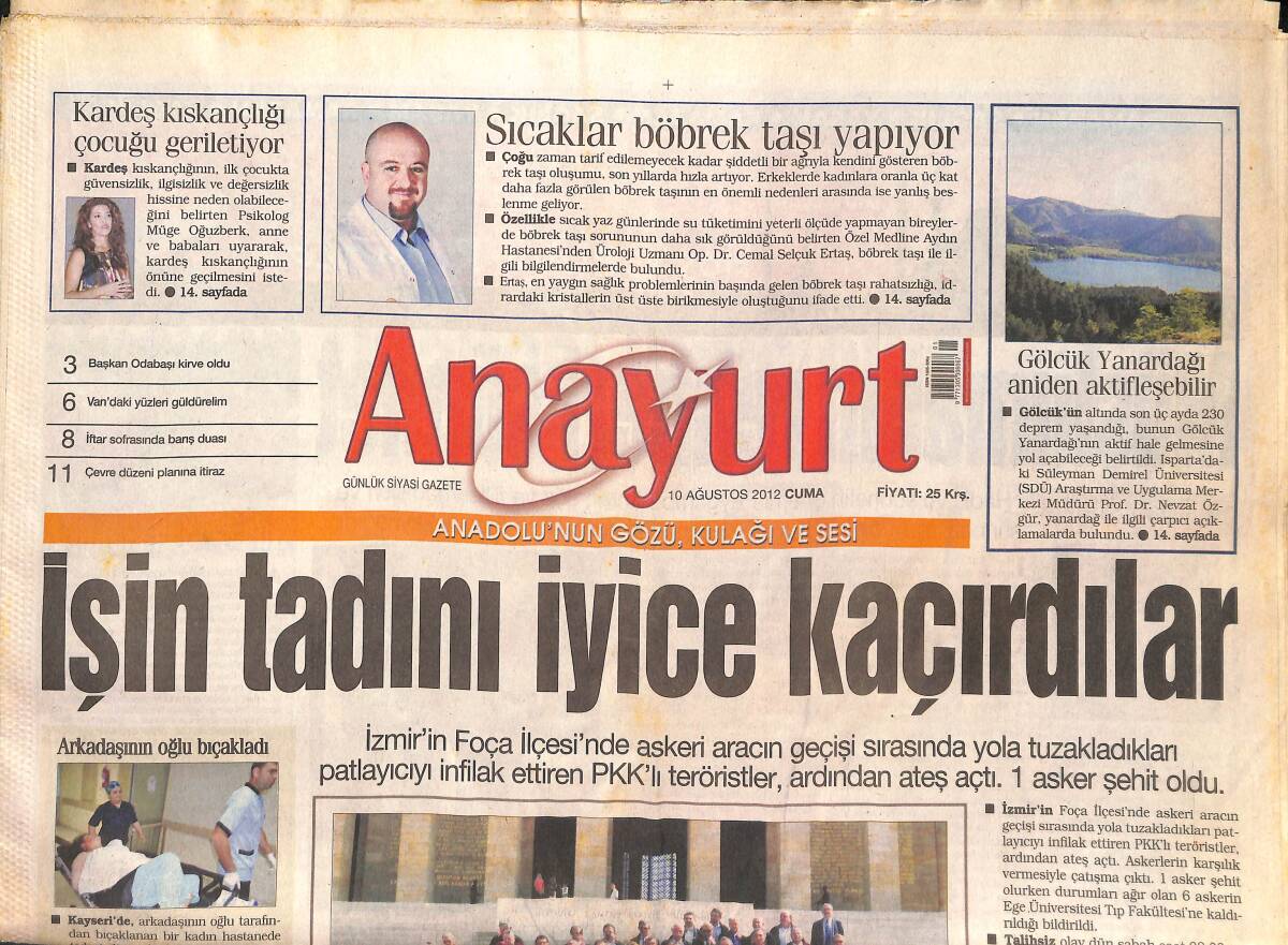 Anayurt Gazetesi 10 Ağustos 2012 - Kemal Kılıçdaroğlu'na 'Özel' Ziyaretçi - Avrupa'daki Kriz İhracaatı Yavaşlattı! GZ136412 - 1