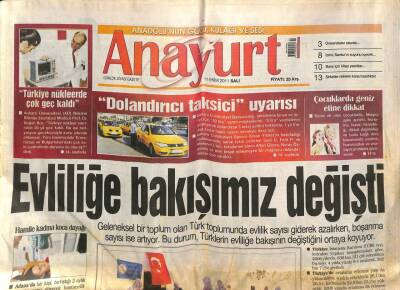 Anayurt Gazetesi 11 Ekim 2011 - Sarkozy , Erdoğanı Kıskanıyor - Mısırda Çatışmalar Sürüyor GZ100886 - 1