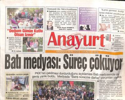 Anayurt Gazetesi 11 Eylül 2013 - Batı Medyası Süreç Çöküyor GZ104958 - 1