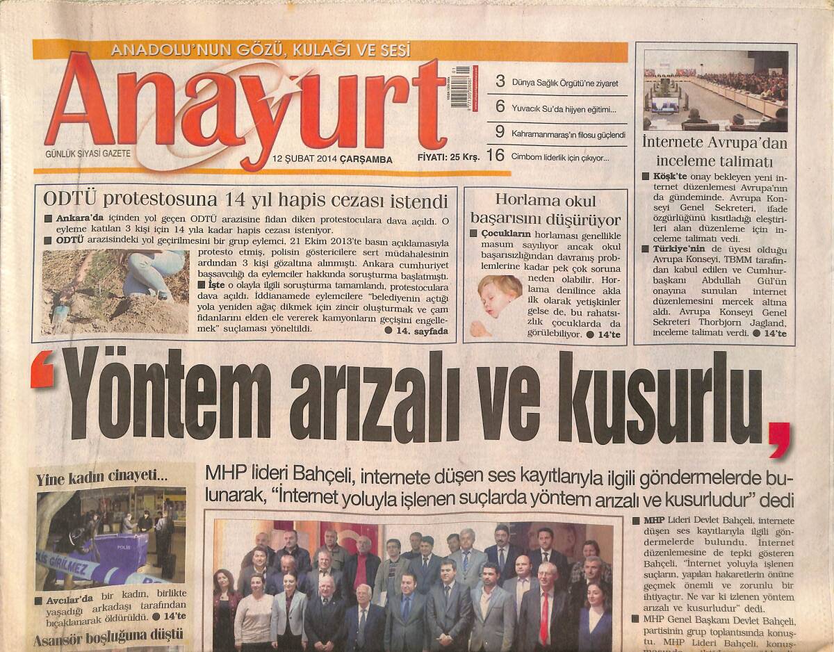 Anayurt Gazetesi 12 Şubat 2014 - CHP Önünde Aday Protestosu - Açelya Akkoyun Marka Yüzü Oldu! GZ136892 - 1