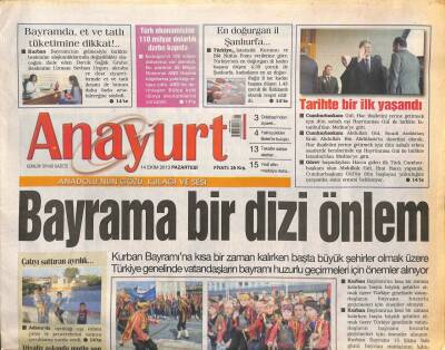 Anayurt Gazetesi 14 Ekim 2013 - Türk Ekonomisine 110 Milyar Dolarlık Darbe Kapıda GZ113221 - 1