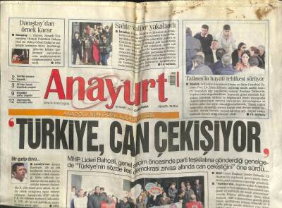 Anayurt Gazetesi 16 Mart 2011 - Türkiye Can Çekişiyor, CHP Anayasa Mahkemesine Gidiyor GZ107288 - 1