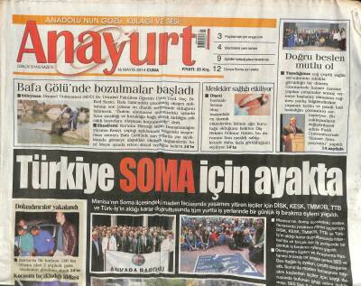 Anayurt Gazetesi 16 Mayıs 2014 - Türkiye Soma İçin Ayakta - Demet Akalından Somaya Yardım Eli GZ113219 - 1