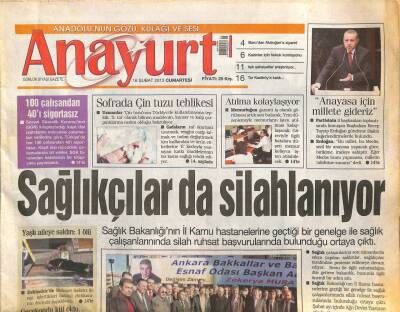 Anayurt Gazetesi 16 Şubat 2013 - Demet Akalın Kış Festivalinde - Sağlıkçılar da Silahlanıyor GZ113213 - 1