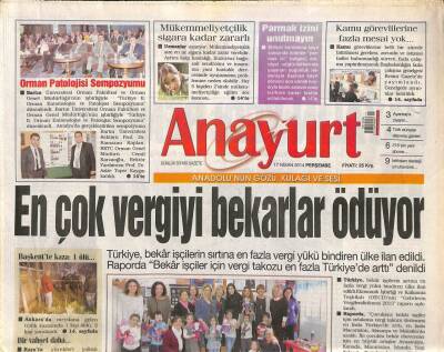Anayurt Gazetesi 17 Nisan 2014 - İzmirde Mülteci Faciası - Orman Patolojisi Sempozyumu GZ113292 - 1