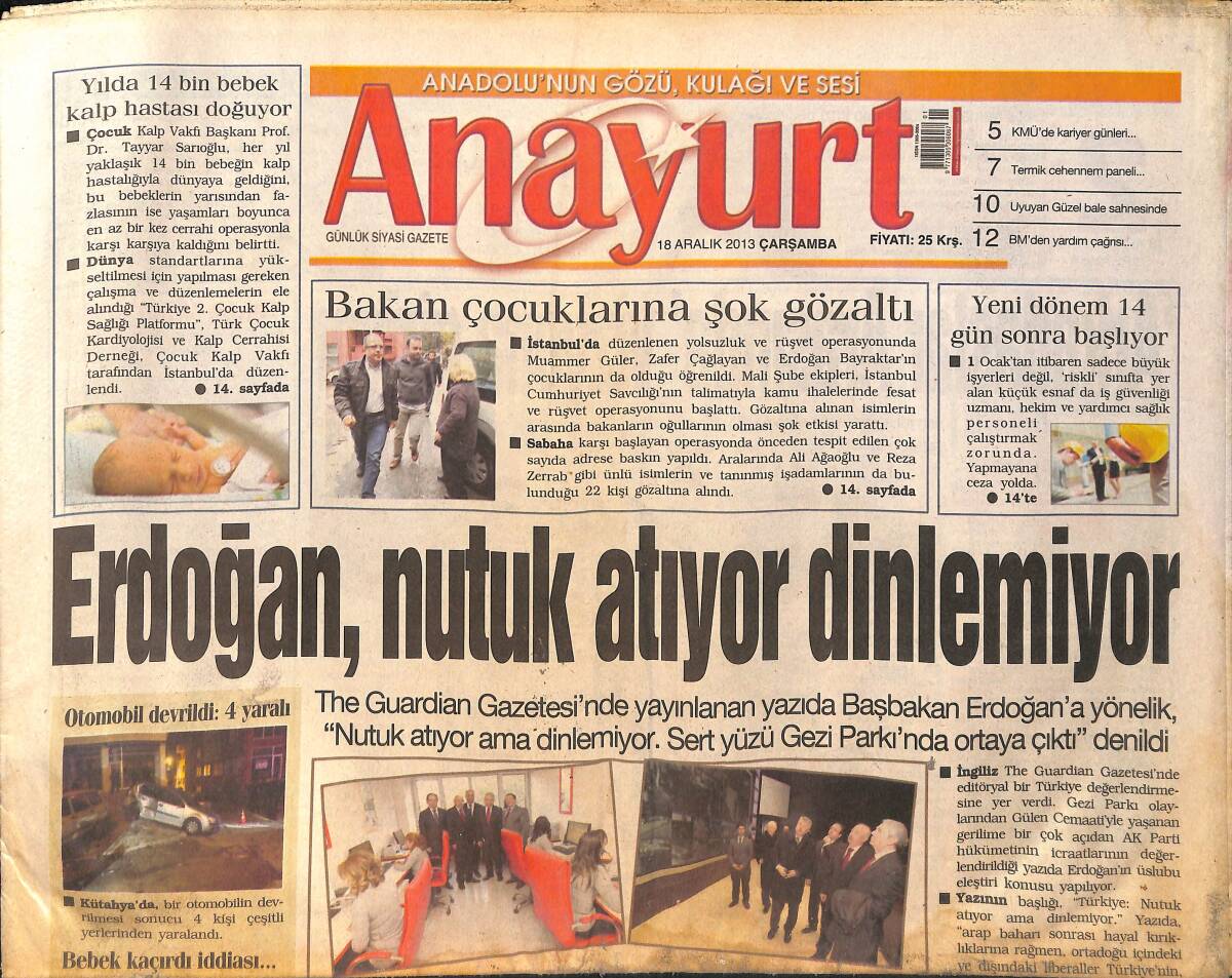 Anayurt Gazetesi 18 Aralık 2013 - Petek Dinçöz 