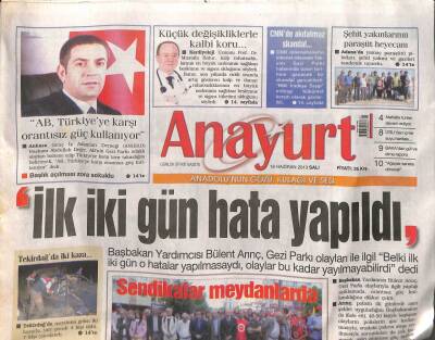 Anayurt Gazetesi 18 Haziran 2013 - Bülent ArınçHata Yapıldı GZ104632 - 1