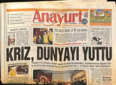 Anayurt Gazetesi 19 Kasım 2008 - YÖK İddiaları Yalanladı - Atatürkçüler Tasfiye Ediliyor GZ116865 - 1