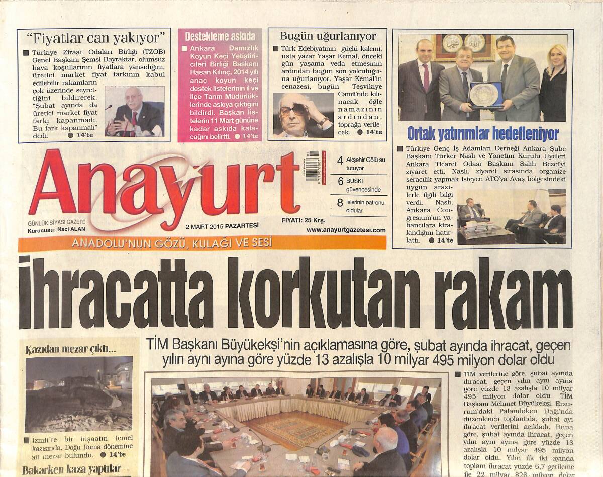Anayurt Gazetesi 2 Mart 2015 - Ünlü Oyuncu Belçim Bilgin 