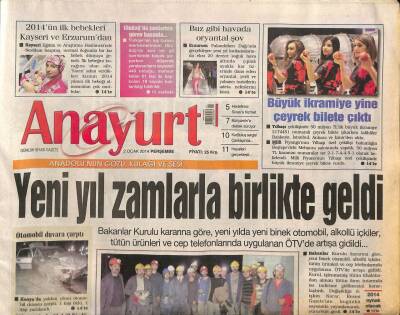 Anayurt Gazetesi 2 Ocak 2014 - Ebru Şallı , Fransada Görüntülendi GZ100806 - 2