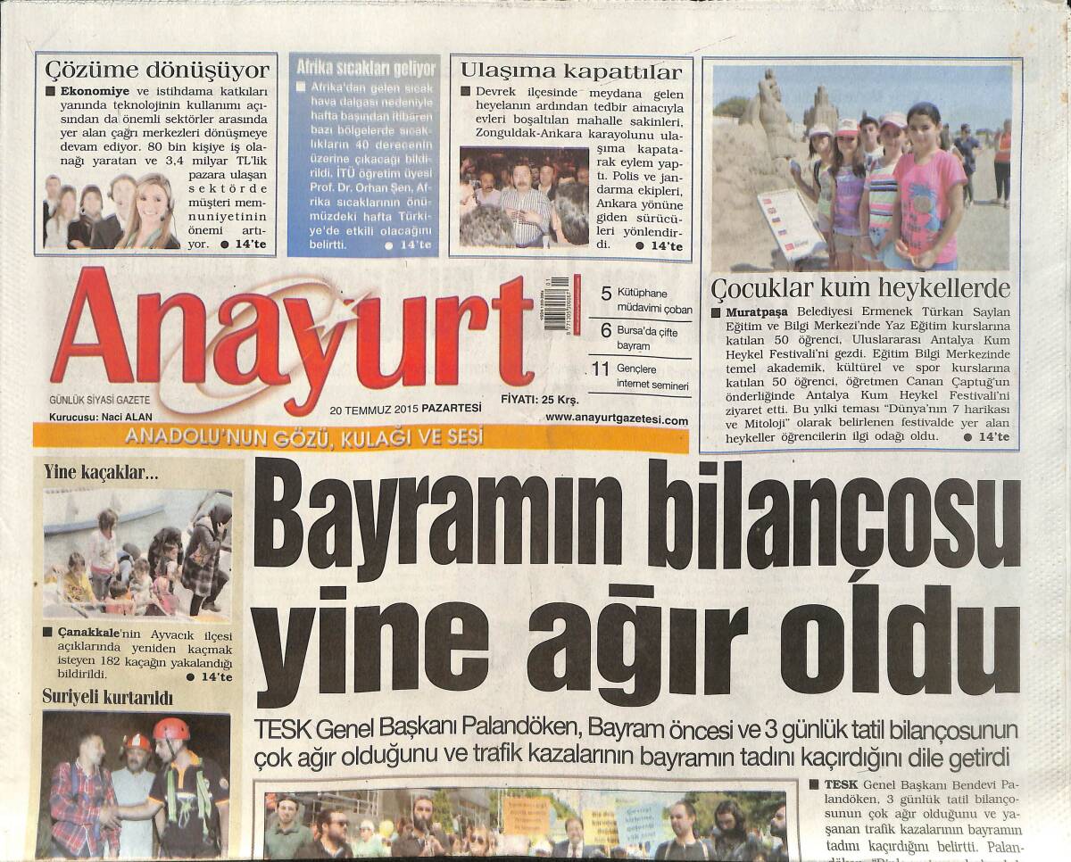 Anayurt Gazetesi 20 Temmuz 2015 - Özel 