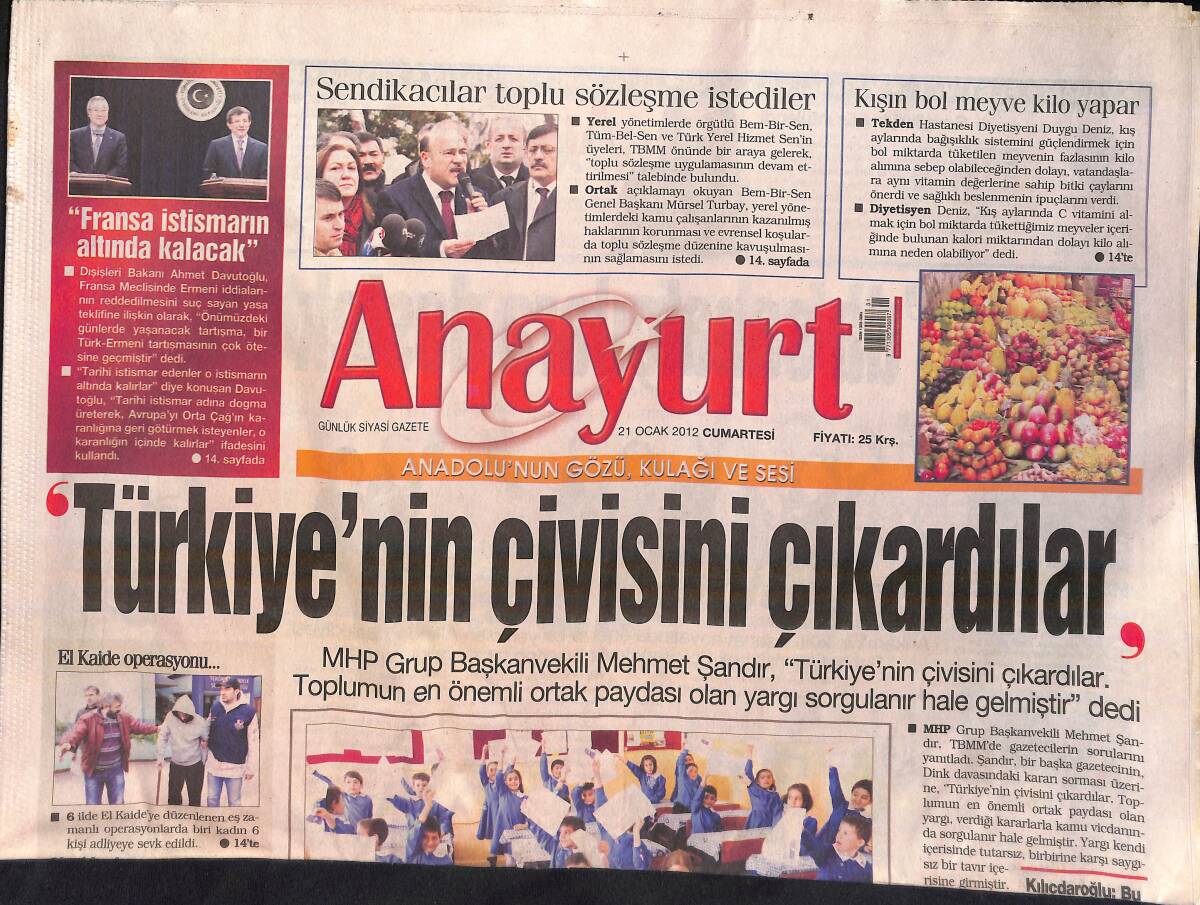 Anayurt Gazetesi 21 Ocak 2012 - Demet Akalın'ın İntikamı Acı Oldu - Marmara'da Korkutan Kaza GZ159747 - 1