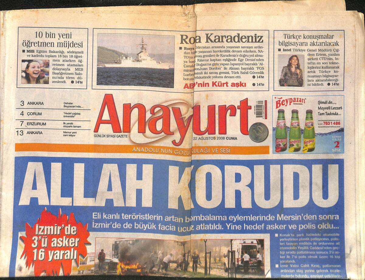Anayurt Gazetesi 22 Ağustos 2008 - Kıvanç Tatlıtuğ Arapların Gözdesi - Trabzonspor'un Giyim Sponsoru Ramsey Oldu GZ157848 - 1