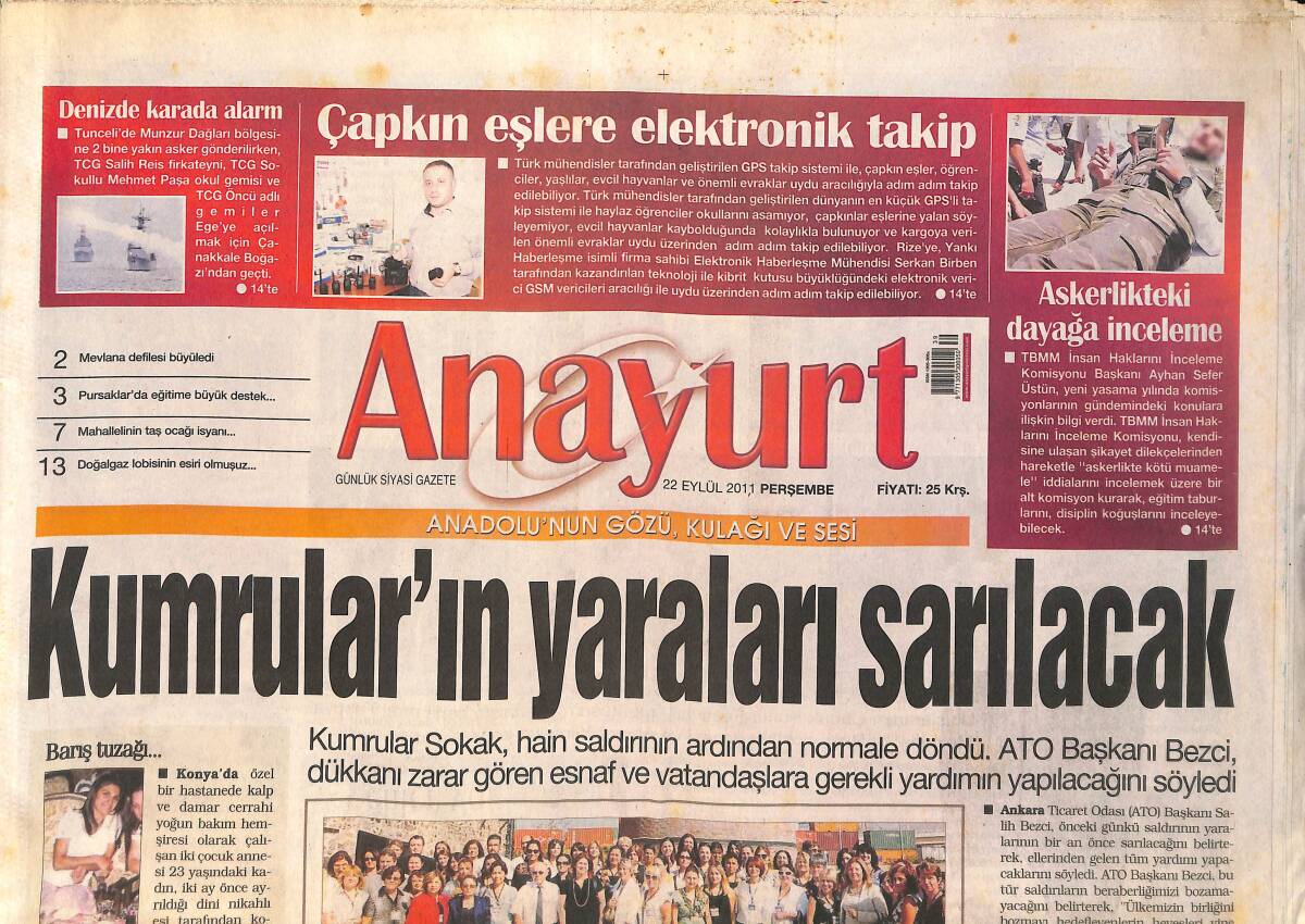 Anayurt Gazetesi 22 Eylül 2011 - Paris Hilton, Ayakkabı Koleksiyonunu Tanıtmak İçin Türkiye'de - Bitlis Polis Yüksekokuluna Saldırı GZ159067 - 1