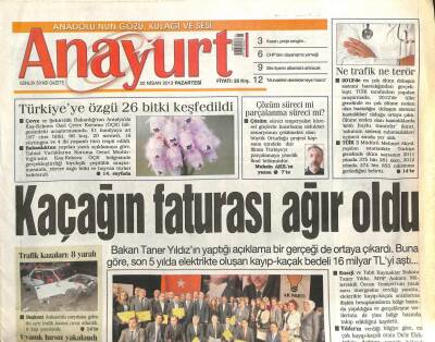 Anayurt Gazetesi 22 Nisan 2013 - Rihanna Hamile Mi ? - İsrailden Türkiyeye Sürpriz Talep GZ105497 - 1