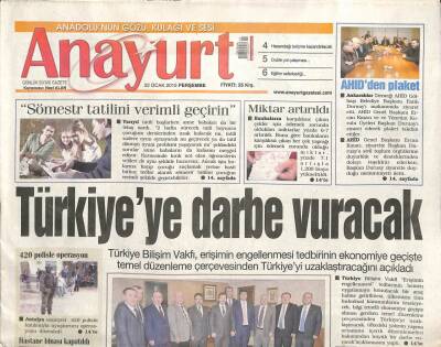 Anayurt Gazetesi 22 Ocak 2015 - Osmanlıspor Lige Döndü-Türkiyeye Darbe Vuracak GZ105493 - 1