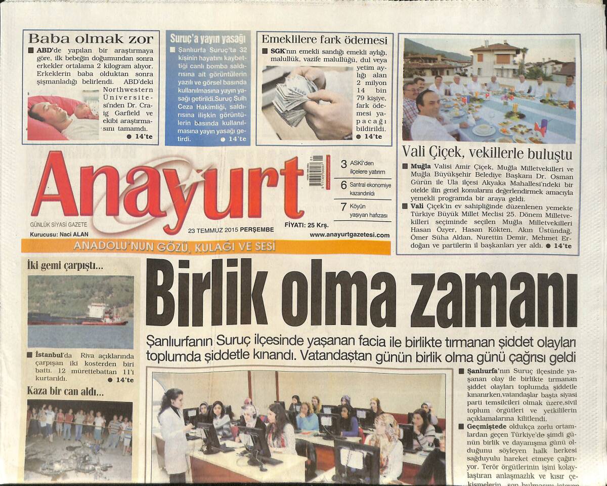 Anayurt Gazetesi 23 Temmuz 2015 - CHP'li Özel 