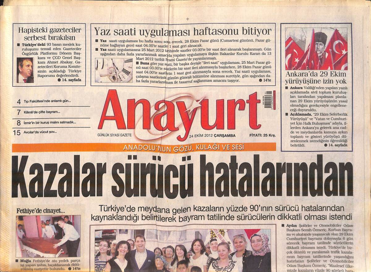 Anayurt Gazetesi 24 Ekim 2012 - Sıla'yı Şaşırttılar - Fenerbahçe'de AEL Limassol Hazırlıkları GZ159751 - 1