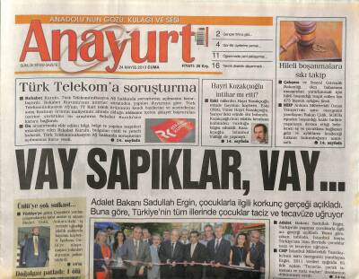 Anayurt Gazetesi 24 Mayıs 2013 - Petek Dinçöz Yürek Hoplattı, Türk Telekoma Soruşturma GZ107566 - 1