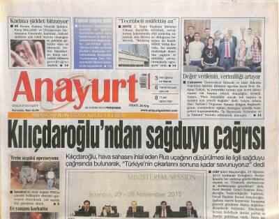 Anayurt Gazetesi 26 Kasım 2015 - Kılıçdaroğlundan Sağduyu Çağrısı - TOBB İle İşbirliği Toplantısı GZ113223 - 1