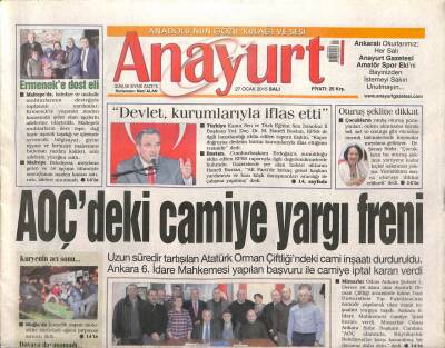 Anayurt Gazetesi 27 Ocak 2015 - AOÇdeki Camiye Yargı Freni - İran,Depremle Sarsıldı GZ105473 - 1