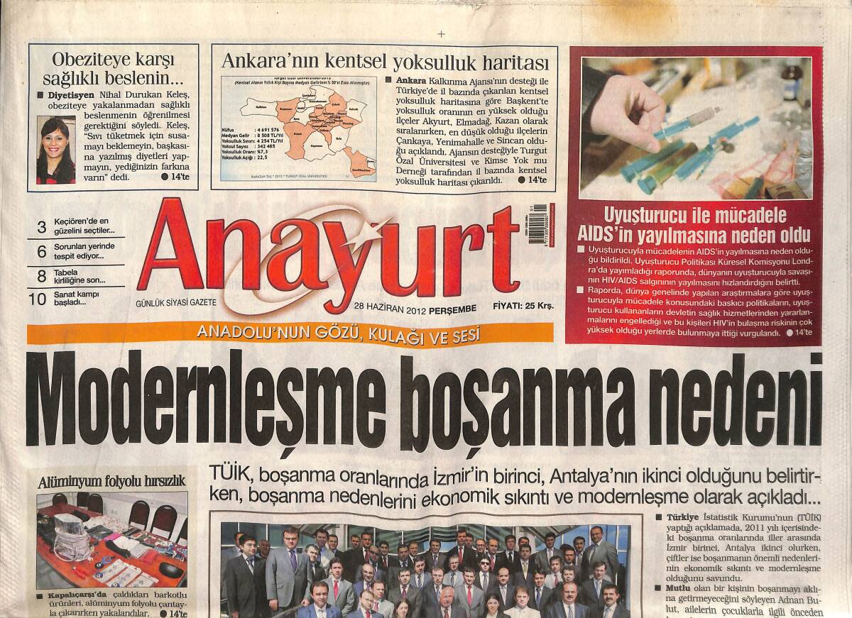 Anayurt Gazetesi 28 Haziran 2012 - Modernleşme Boşanma Nedeni! - Haluk Bilginer Ve Aşkın Nur Yengi Evleri Boşalttı! GZ137403 - 1