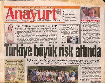 Anayurt Gazetesi 29 Ağustos 2013 - Beşiktaş Tur Peşinde - Esad Ailesiyle Tahrana Gitti GZ116685 - 1
