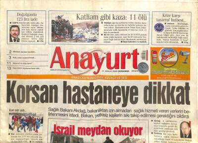 Anayurt Gazetesi 31 Aralık 2008 - İngilizce Tıp Fakültesi Kuruluyor - Igor Panarin ABD 6 Parçaya Bölünecek GZ109760 - 1