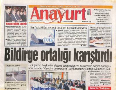 Anayurt Gazetesi 31 Mart 2015 - Deniz Akkaya Bekarlığa Veda Ediyor - Çinde Deprem Korkuttu GZ113215 - 1