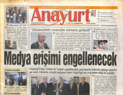 Anayurt Gazetesi 31 Ocak 2015 - Özge Ulusoy İsyan Etti-Uygur Türklerine Kısıtlama GZ105480 - 1