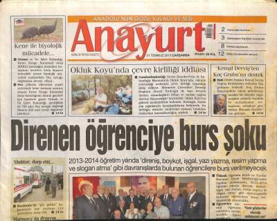Anayurt Gazetesi 31 Temmuz 2013 - ABDde Tüpgaz Fabrikası Faciası - Kürt Başkana Bombalı Suikast GZ100099 - 2