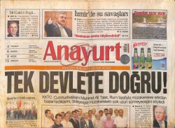 Anayurt Gazetesi 4 Eylül 2008 - İzmir'de Su Savaşları - Ergenekon'da Sürpriz GZ157840 - Gökçekoleksiyon