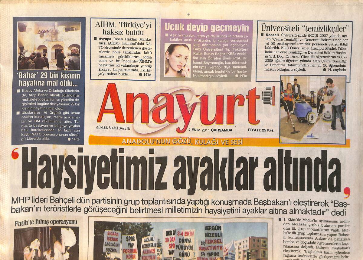 Anayurt Gazetesi 5 Ekim 2011 - Şarkıcı Hadise Vergi Kaçırma Olayından Sonra Halkın Gözünden Düştü GZ159054 - 1