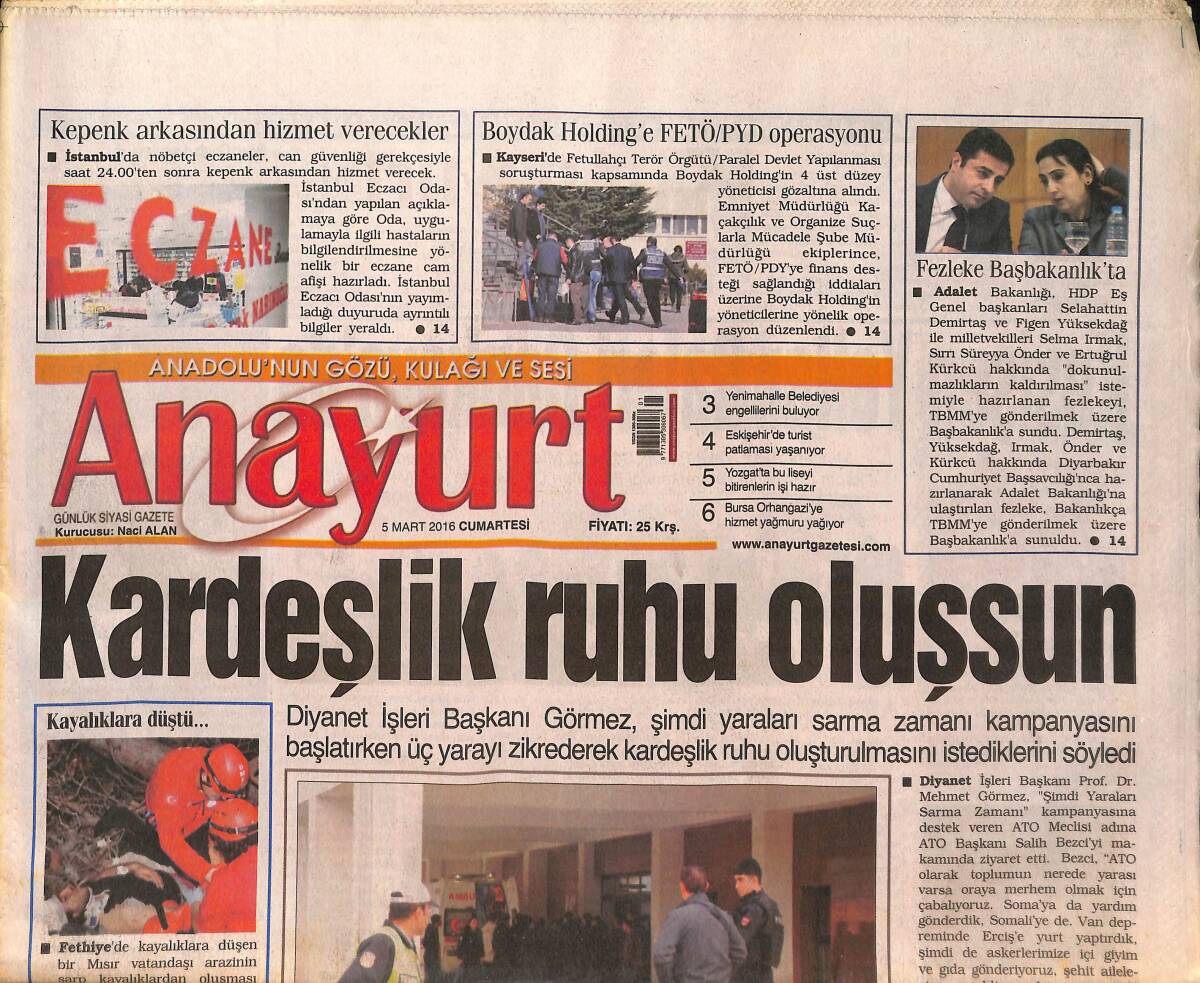 Anayurt Gazetesi 5 Mart 2016 - Nebahat Çehre'den Şiddete Karşı El İzi - Türkiye Kupası Sahibi Buluyor GZ136414 - 1