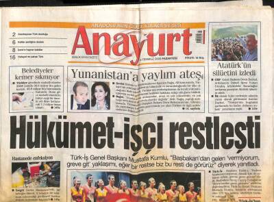 Anayurt Gazetesi 6 Temmuz 2009 - Eyfelde Anadolu Ateşi - Irak İle Su Gerginliği GZ113194 - 1