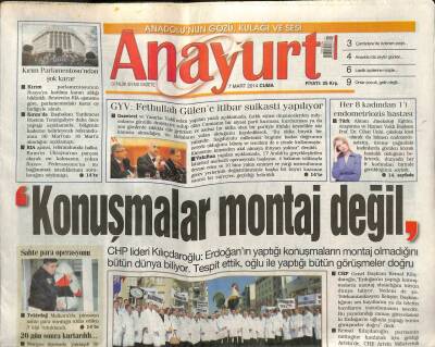 Anayurt Gazetesi 7 Mart 2014 - Ukrayna Savaş Gemisinde İsyan - Kaddafinin Oğlu Teslim Edildi GZ105524 - 1