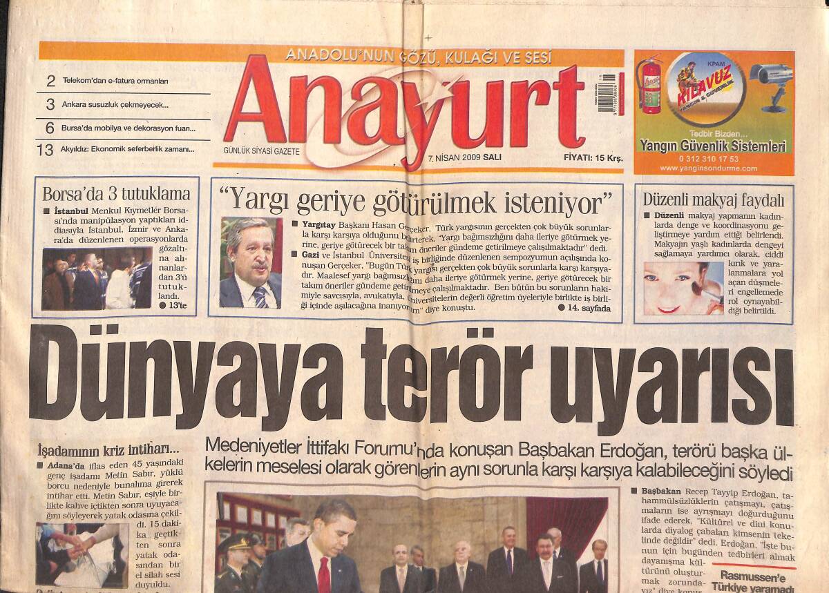 Anayurt Gazetesi 7 Nisan 2009 - Gençlerbirliği Rehavette! - Halterde Gümüş Adam: Sedat Artuç GZ136413 - 1