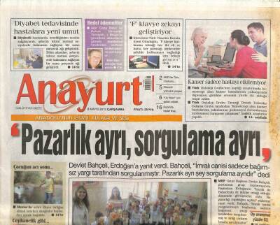 Anayurt Gazetesi 8 Mayıs 2013 - Petek Dinçöz Can Benim İçin Bitti-Diyabet Tedavisinde Hastalara Yeni Umut GZ105465 - 1