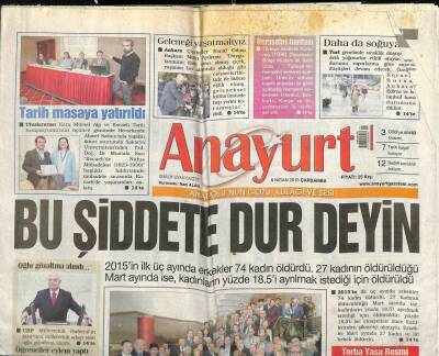 Anayurt Gazetesi 8 Nisan 2015 - Ünlü Oyuncu Pınar Altuğu Üzdüler - Yemende Durum Vahim GZ100753 - 1