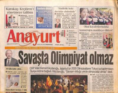 Anayurt Gazetesi 9 Eylül 2013 - Ajda Pekkan Hayranlarını Kızdırdı - Cemevi Ve ODTÜ Gerginliği GZ116882 - 1