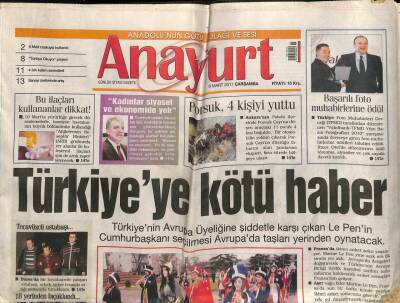 Anayurt Gazetesi 9 Mart 2011 - TBMMnin Kadın Milletvekilleri - Porsuk Çayırı , 4 Kişiyi Yuttu GZ100562 - 1