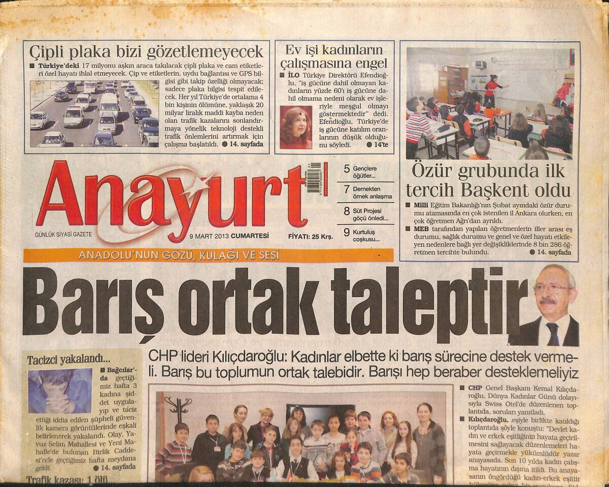 Anayurt Gazetesi 9 Mart 2013 - Seren Serengil Yaşam Koçu Oldu - Çocuk Meclisi Unicef'te GZ137098 - 1
