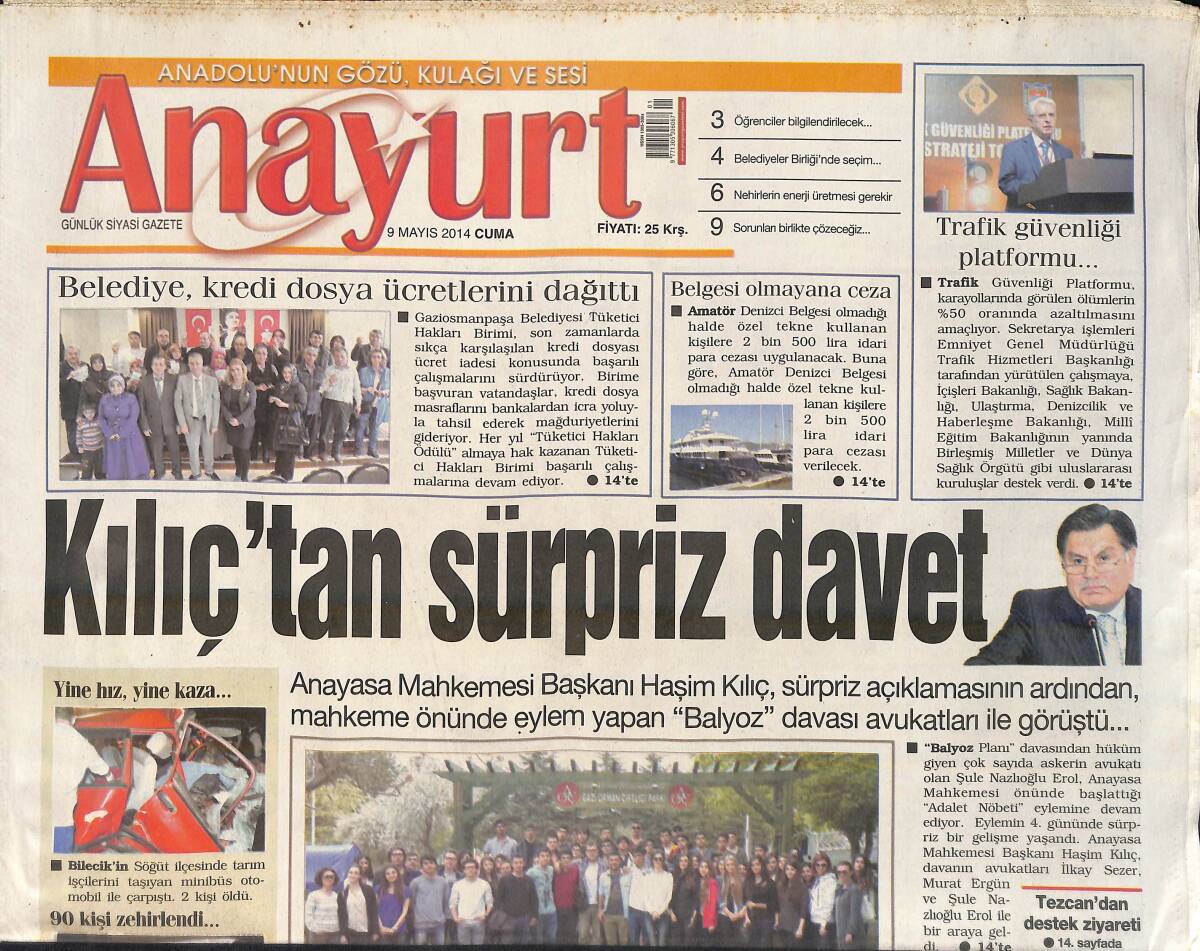 Anayurt Gazetesi 9 Mayıs 2014 - Adriana Lima , Ucuz Atlattı - Cem Uzan'dan , Türkiye'ye Dava GZ159745 - 1