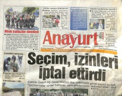Anayurt Gazetesi 9 Mayıs 2015 - Rahşan Ecevit GATAda - Seçim İzinleri İptal Ettirdi GZ100744 - 2