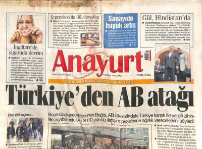 Anayurt Gazetesi 9 Şubat 2010 - Türkiyeden AB Atağı GZ104626 - 1