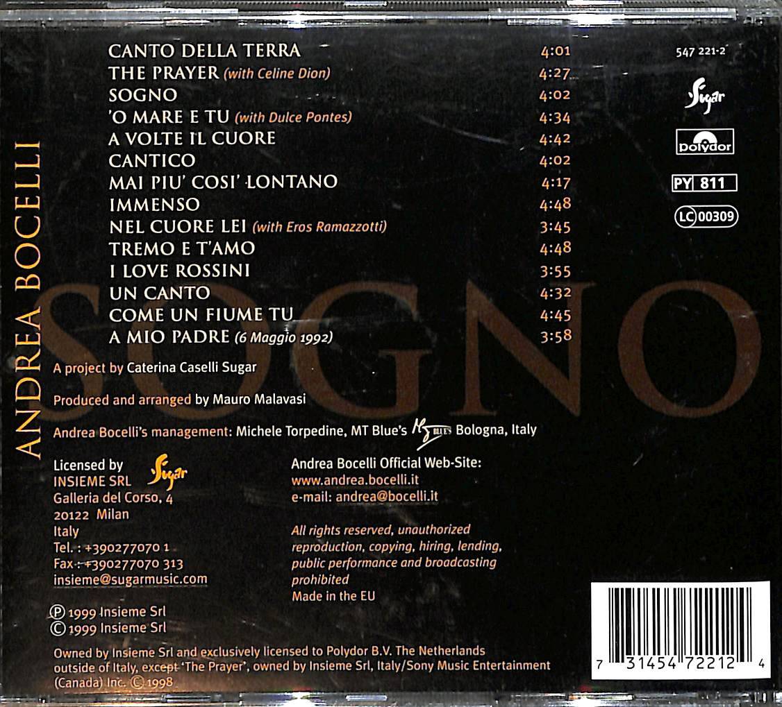 Andrea Bocelli - Sogno CD (İkinci El) CD4172 - 2